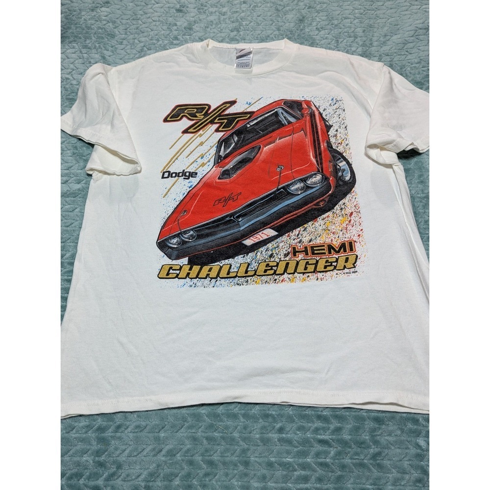 Delta Pro Weight Dodge Hemi Challenger RT 1971 Graphic T-Shirt White Mens Large
